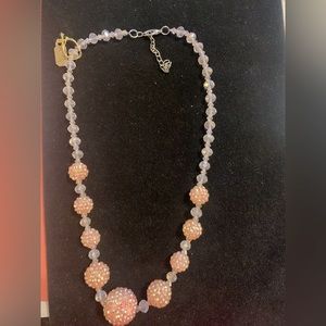 Pink Crystal glitter balls necklace